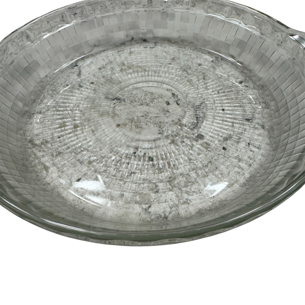 Rare Vintage Pyrex pie plate‎ model 229 -9.5 in clear tempered glass made in USA